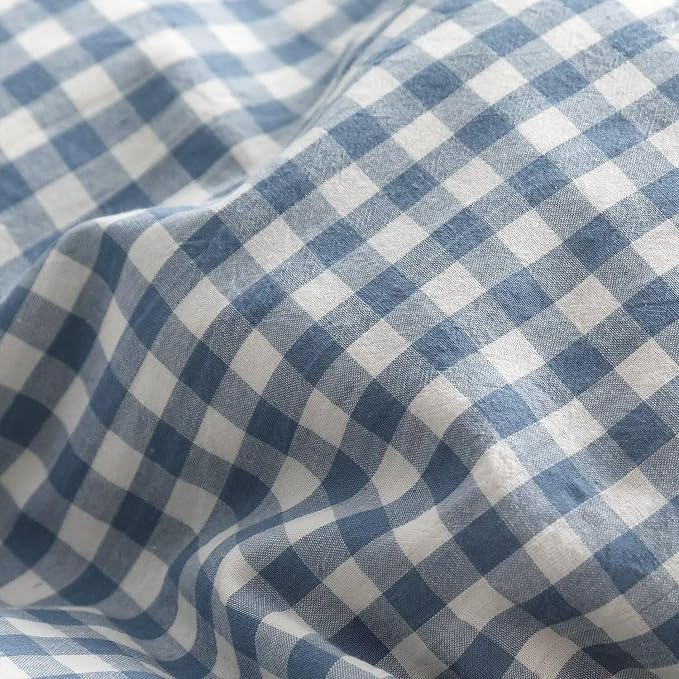 MKXI Blue and White Gingham Duvet Cover Twin Size, 3-Piece Bedding Set - Image 8