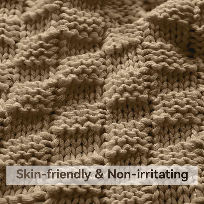 Knitted Weighted Blanket for Adult, No Beads Heavy Blanket 60” x 80'' 15lbs - Image 4