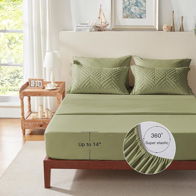 Zzlpp Twin Comforter Set 5 Pieces, Army Green Tufted Bed in a Bag - Image 7