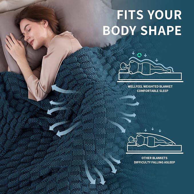 Knitted Weighted Blanket Kids, No Beads Heavy Blanket 36” x 48'' 3lbs, - Image 3