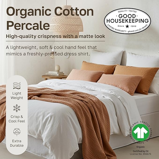California Design Den 100% Organic Cotton Fitted Sheet Full Size Only, Deep - Image 3