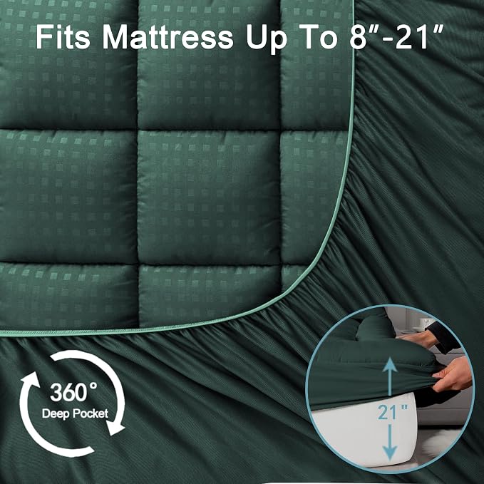 HYLEORY Queen Mattress Pad Quilted Fitted Mattress Protector Cooling Pillow Top - Image 5
