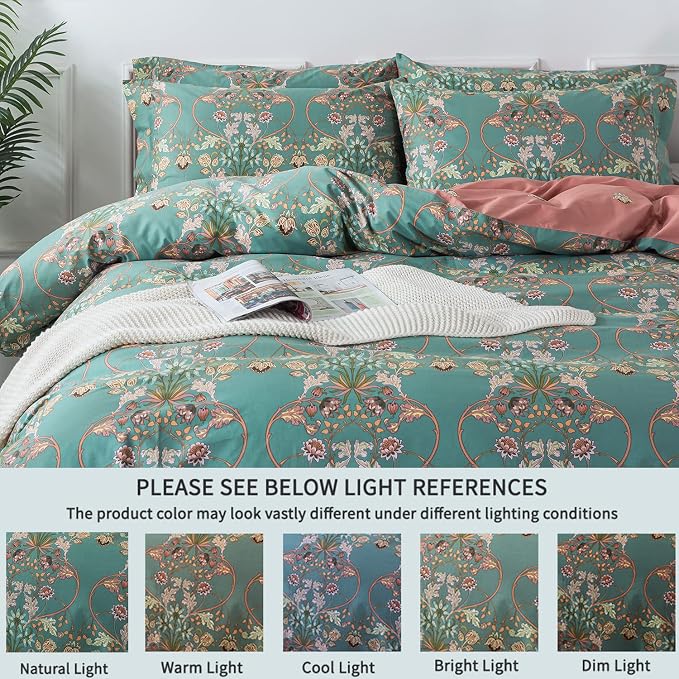FADFAY Duvet Cover Set Floral Bedding Button Closure Full Premium 100% Cotton - Image 5