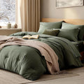 WRENSONGE Super King Plus Comforter Set- 7 Pieces Soft Olive Green Bed in a Bag by WRENSONGE