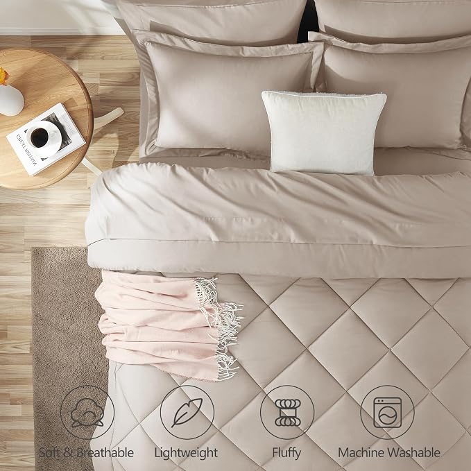 CozyLux King Size Comforter Set Linen - Image 2