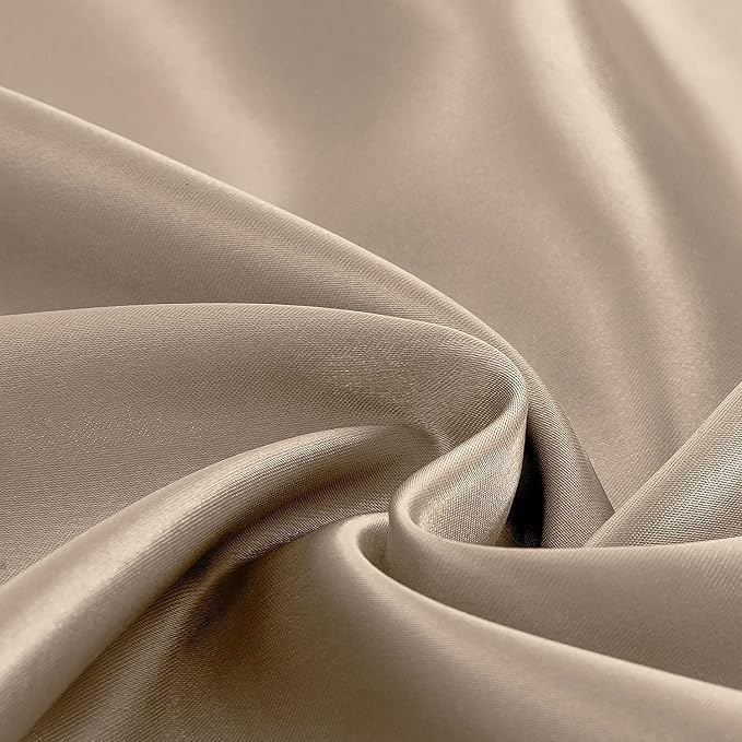 Homiest Taupe Satin Flat Sheet King Size Only, King Top Sheet Silky Bedding - Image 3