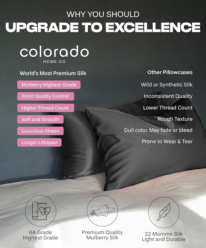 Colorado Home Co Mulberry Silk Pillowcase, Deep Mauve, Queen Size, 22 Momme - Image 7