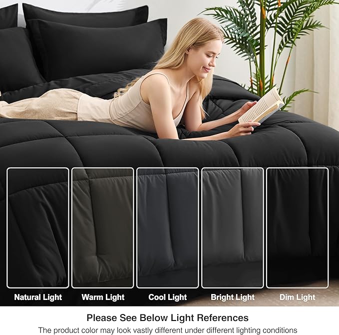 Love's cabin Full Comforter Set Ash Black, 7 Pieces Full Bed in a Bag, All - Image 7