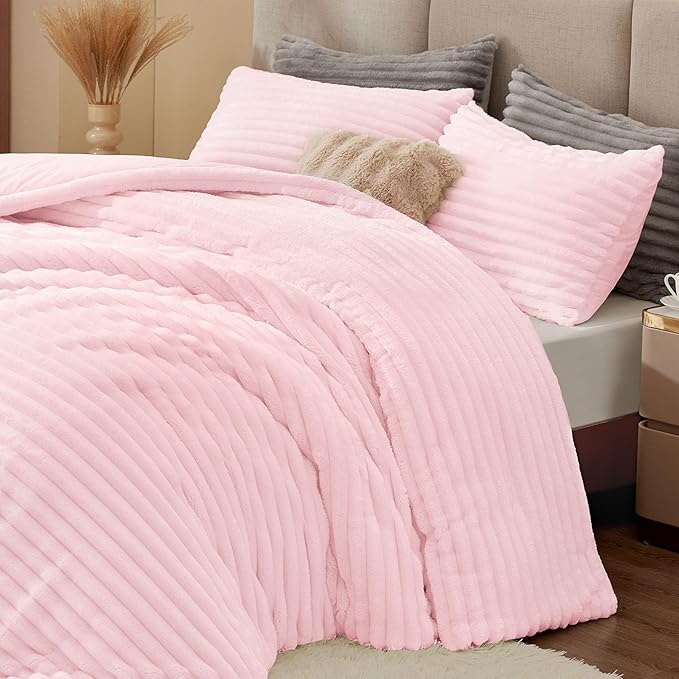 BEDELITE Fleece King Comforter Set -Super Soft & Warm Fluffy Cherry Blossom - Image 5