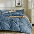 JELLYMONI Sierra Blue Duvet Cover King Size, Soft Breathable Seersucker Duvet by JELLYMONI