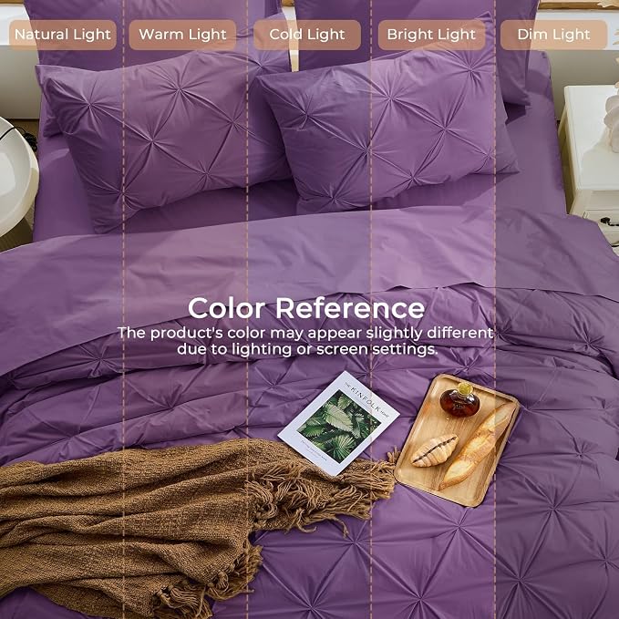 Sasttie Twin Comforter Set, 5-Piece Bed in a Bag, Pintuck Bedding Sets - Image 8