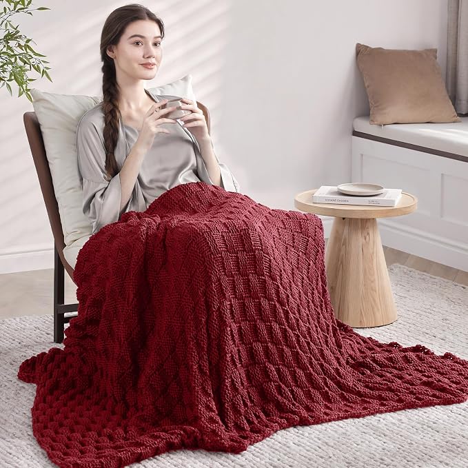 Knitted Weighted Blanket for Adult, No Beads Heavy Blanket 50” x 60'' 5lbs - Image 7