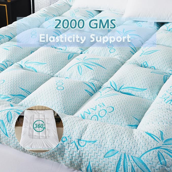 WhatsBedding 5 Inch Full Mattress Topper Breathable Bamboo Viscose Air Layer - Image 2