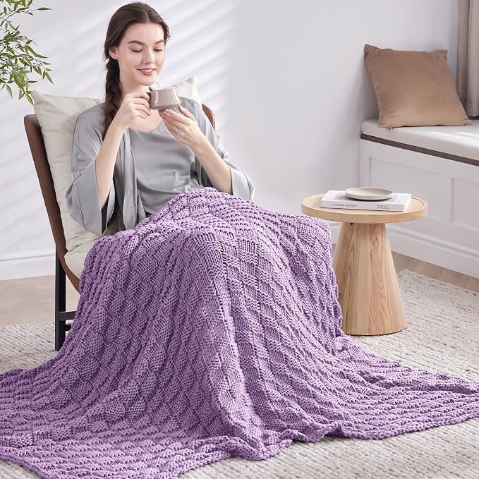 Knitted Weighted Blanket Adult, No Beads Heavy Blanket 70” x 90'' 20lbs - Image 7