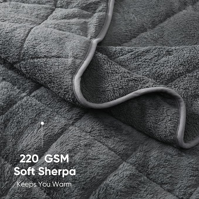 Sherpa Weighted Blanket for Adults, 10 lbs Furry Bed Blanket for Deep Sleep - Image 2