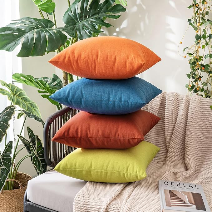 MIULEE Pack of 2 Decorative Outdoor Solid Waterproof Throw Pillow Covers Faux - Image 4