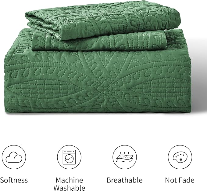 Love's cabin Quilts for Queen Bed Olive Green Bedspreads - Image 7