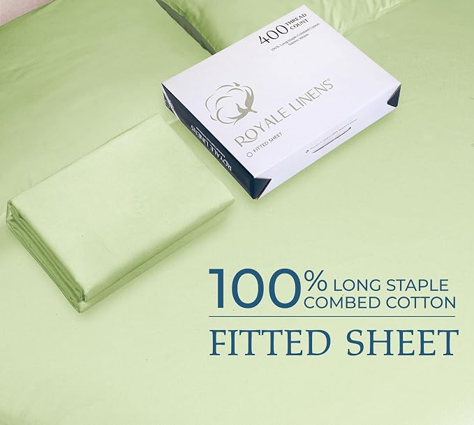 Royale Linens 400 Thread Count 100% American Grown Cotton Fitted Sheet Queen - Image 9