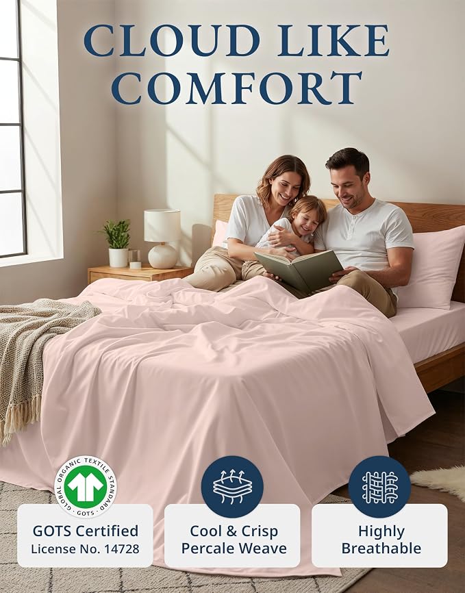 LANE LINEN 100% Organic Cotton King Size Sheets Set, Machine Washable Fully - Image 2