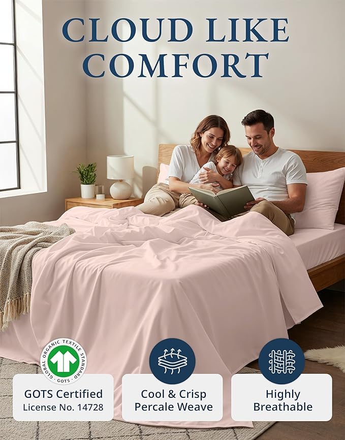 LANE LINEN 100% Organic Cotton Fully Elasticized California King Sheet Set - Image 2