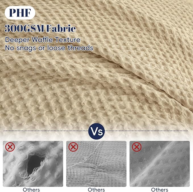 PHF Waffle Weave Duvet Cover Set Queen Size, No Snagging Ultra Soft Luxury - Image 3