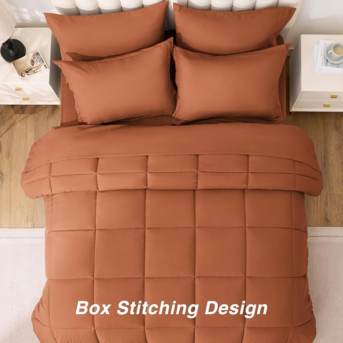 Love's cabin Full Comforter Set Burnt Orange, 7 Pieces Full Bed in a Bag - Image 4