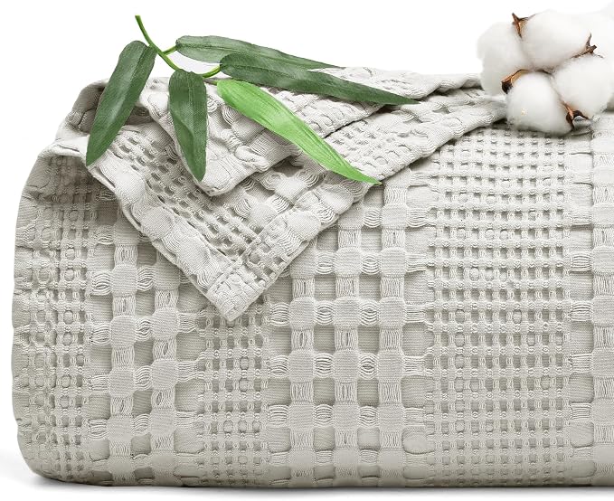 PHF Cooling Waffle Blanket Twin Size, Lightweight 60% Rayon from Bamboo & 40% by PHF