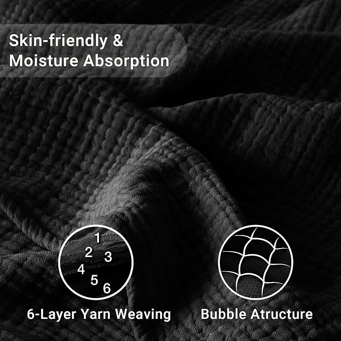 100% Cotton Muslin Blanket 50"x 60", 6 Layers Breathable and Lightweight Cotton - Image 4