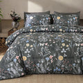 Yiran 7 Piece Grey Floral Comforter Set Queen Size, Botanical Flowers Bed in a by Yiran