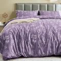 MUXHOMO Duvet Cover Queen Size, Reversible Floral Grayish Purple Duvet Cover Set by MUXHOMO