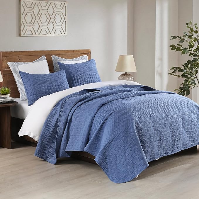 HORIMOTE HOME Denim Blue King Size Quilt Set - Image 4