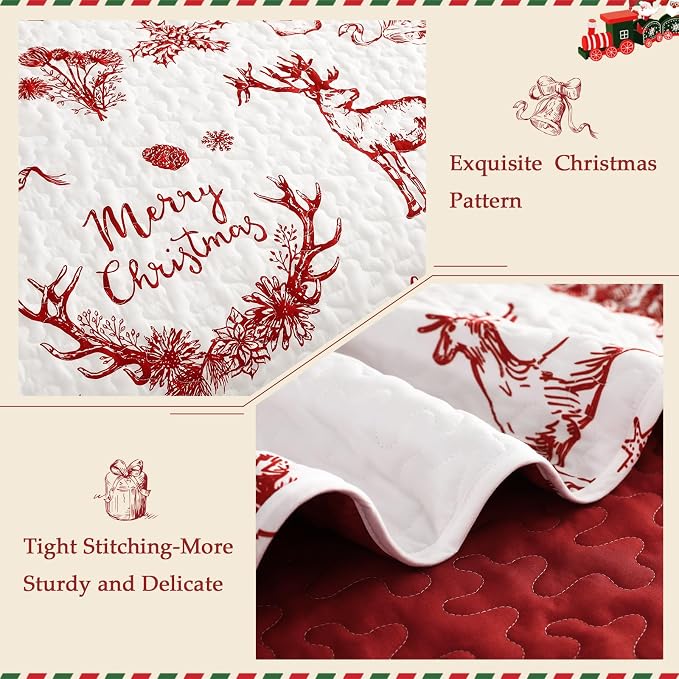 Exclusivo Mezcla Reversible Christmas Quilts Queen Size - Image 4