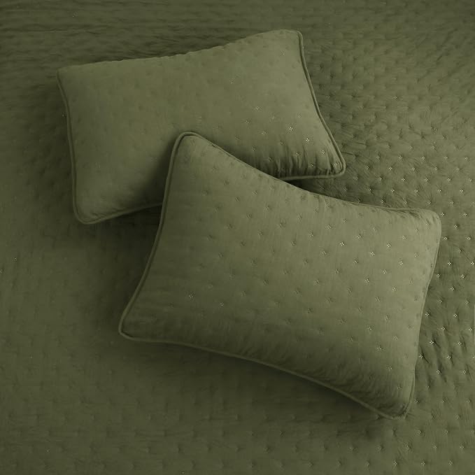 Olive Green Cloud King Size Quilt Bedding Sets - Image 6