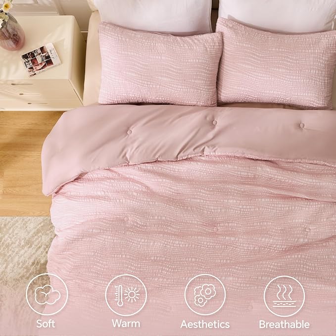BEDELITE Blush Pink Queen Comforter Set - Image 4