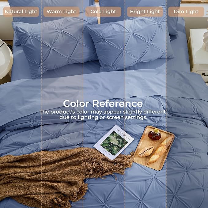 Sasttie Queen Comforter Set, 7-Piece Bed in a Bag, Pintuck Bedding Sets - Image 8