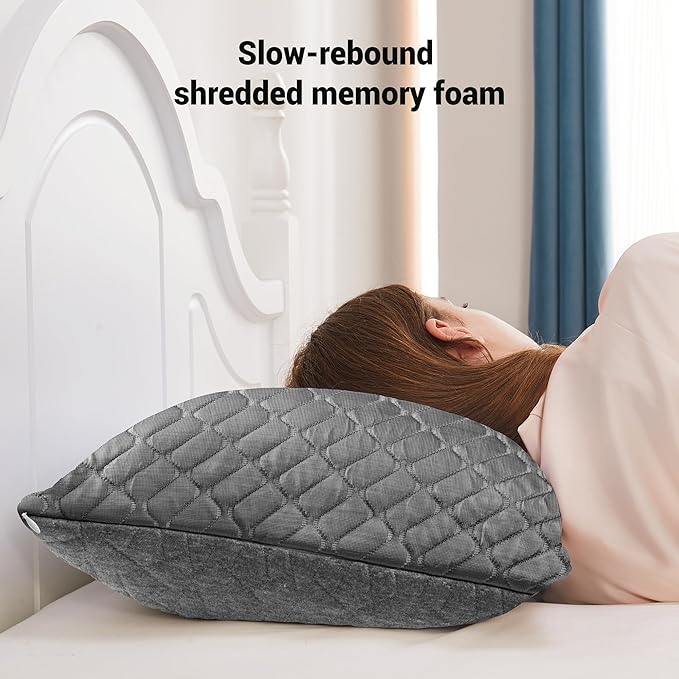 puredown® Pillows Queen Size Set of 2, Shredded Memory Foam Pillows, Cooling - Image 7