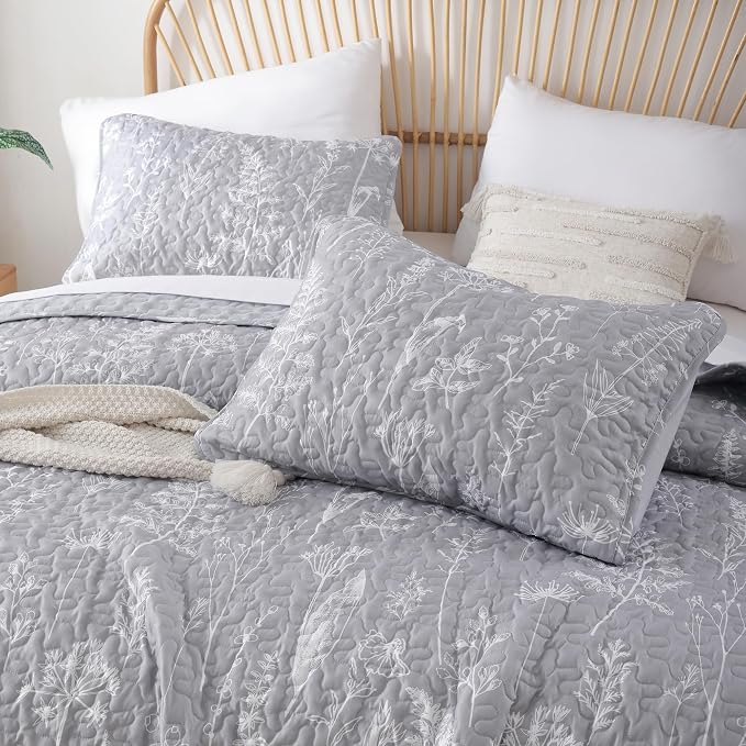JANZAA Quilt King Size Grey Quilt Bed Spread Boho Quilt - Image 3