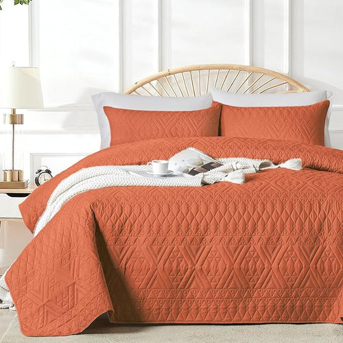 akkialla Full/Queen Size Quilt Bedding Set, Burnt Orange Lightweight Microfiber by akkialla