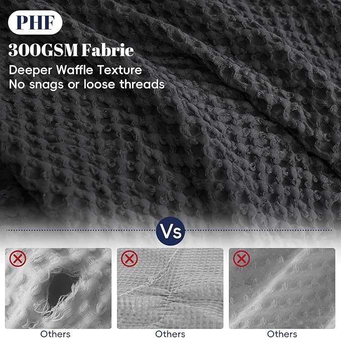 PHF Waffle Weave Duvet Cover Set California King, No Snagging Ultra Soft Luxury - Image 3