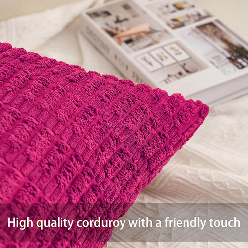 Aegero Pack of 2 Corduroy Decorative Throw Pillow Covers 12x24 Inch Soft - Image 2