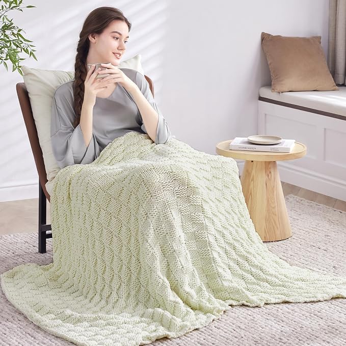 Knitted Weighted Blanket for Adult, No Beads Heavy Blanket 60” x 80'' 10lbs - Image 7