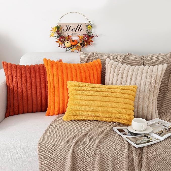 Pallene Faux Fur Plush Fall Throw Pillow Covers 20x20 Set of 2, Luxury Soft - Image 5