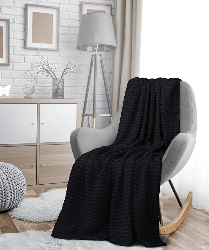 Utopia Bedding 100% Cotton Waffle Weave Blanket Queen Size - Image 7