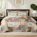 Whale Flotilla Patchwork Quilt King Size, Soft Boho Floral Bedspreads by WHALEFLOTILLA
