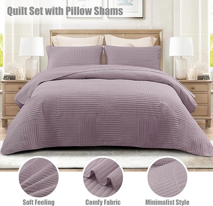 Whale Flotilla Ultra Soft King Quilt Bedding Set, Lightweight Microfiber Lilac - Image 2