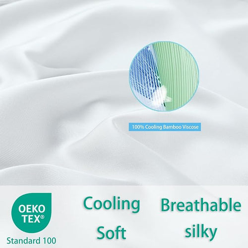 4-Pack Bamboo Viscose Zippered Pillow Cases King Size, 400 Thread Count Cooling - Image 2