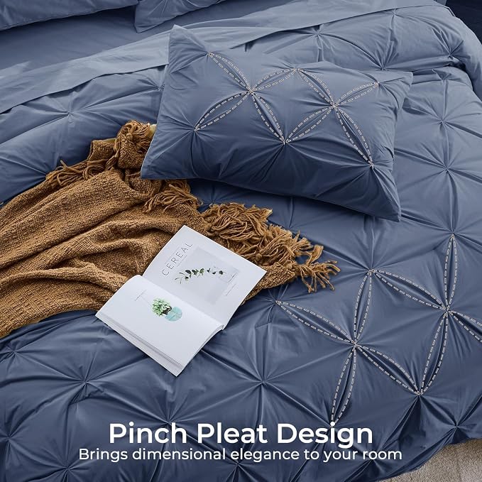 Sasttie California King Comforter Set, 7-Piece Bed in a Bag Cal King, Pintuck - Image 4