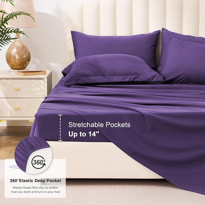 Love's cabin Queen Comforter Set Dark Purple, 7 Pieces Queen Bed in a Bag - Image 6