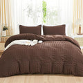 AveLom Brown Duvet Cover King, 3 Pieces, Seersucker Striped Soft Washed by AveLom