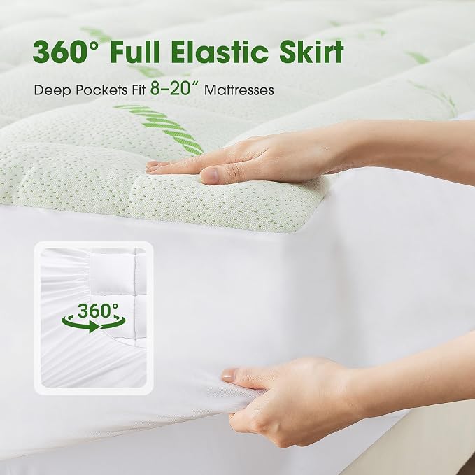 Mattress Pad Full Size, Cooling Pillow Top Mattress Topper, Ultra Soft Viscose - Image 5